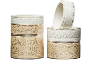 KAVI' S 6 Rotolo Modello di pizzo Washi Tape Set PET Nastro Decorativo per Fai da Te, diari proiettili, pianificatori, Scrapbooking, Confezioni (Tranquil Dew)