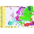 laminated LANGUAGES EUROPE world map poster educational classroom school wall chart