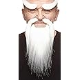 Mustaches Self Adhesive, Novelty, Shaolin Monk Fake Beard, Fake Mustache and Fake Eyebrows, White Color