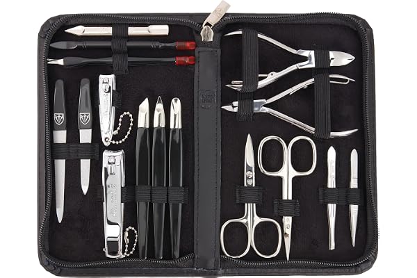 3 Swords Germany – kit manucure pédicure soin des ongles cuir veritable - qualité marque