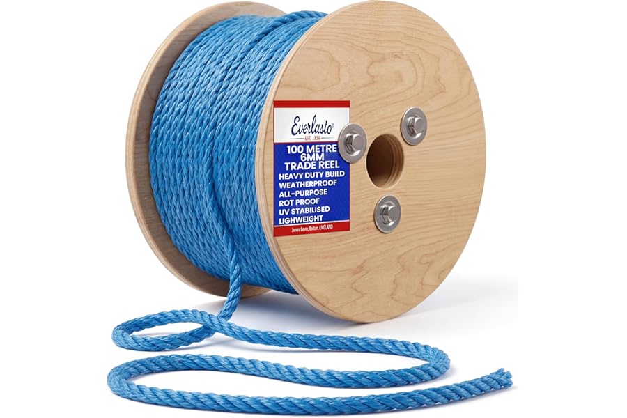 100M TRADE REELS EVERLASTO BLUE POLYPROPYLENE POLY ROPE 6MM 8MM 10MM 12MM 14MM 16MM 24MM (6MM)