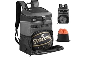 TRAILKICKER Sac à dos de basket-ball avec compartiment pour ordinateur portable et bonus - Sac à linge/chaussures - Équipement de sport en plein air - Sac de gym pour baseball, football, volley-ball,