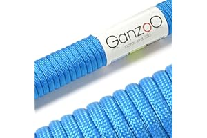 Ganzoo Paracorde 550, 4mm Corde, 15 Mètres, Polyester, Type 3-7 brins intérieurs, Le Bricolage de Laisse de Chien Collier Bracelet, Camping Survie et Outdoor Corde à Tout Faire, Bleu Clair