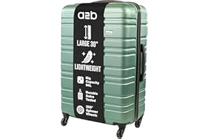 A2B 30" Large Light Weight Green Hard Shell Suitcase - Luggage with 4 Spinner Wheels, Durable ABS Travel Case for Holiday, Stress Tested Zippers, Ideal for All Travel (Sage, Large)