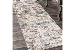 Mazovia Alfombra de Pasillo Larga - Design Vintage Moderno Pelo Corto - Alfombras de Pasillo por Metros - Alfombras para Pasillos Largos - Moqueta por Metros - Beis Azul Gris 70x600 cm