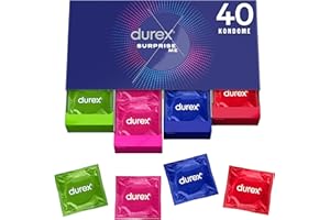 ‎DUREX Durex Surprise Me Kondome in stylischer Box - Extra Vielfalt, praktisch & diskret verpackt - für zuverlässigen Schutz mit einem angenehmen Geruch - Großpackung- 40er Pack (1 x 40 Stück)