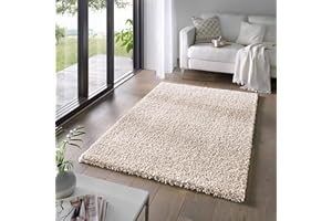 ‎TARACARPET Taracarpet Shaggy Teppich Wohnzimmer Venezia Hochflor Langflor Teppiche modern Creme 160x230 cm