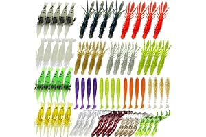 YYMT 72 stycken gummibeten set, 4 sorter fiskedrag för abborre gös öring