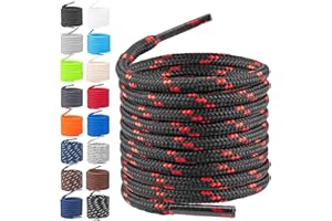 TULMERO Sznurówki do butów trekkingowych - 2 pary Czarny/Czerwony 120cm Okrągłe - Wytrzymałe sznurowadła do butów - Trwały poliester - Ø4 mm