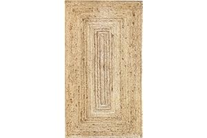 HAMID - Tapis Alhambra en Jute, Couleur Naturelle, Tressé à la Main, Tapis pour Salon, Salle à Manger, Chambre, Couloirs (80x150cm)