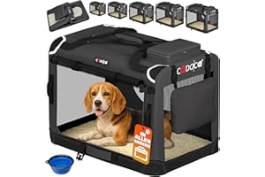 CADOCA® Hundebox faltbar Transportbox L 70x52x50cm robust atmungsaktiv Transporttasche Auto Rückbank Haustiertransportbox Hundetragetasche Anthrazit