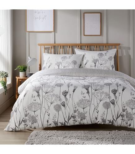 Olivia Rocco Shimla: Set Copripiumino King Size Grigio Effetto Lino, Morbido E Reversibile