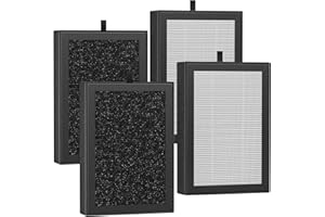ISINLIVE 4 Pack LV-H128 Replacement Filter Compatible with LEVOIT LV-H128 and LV-H13EU Air Purifier, 3-IN-1 Efficient Filtration HEPA Replacement Filter, Replace LV-H128-RF & LV-H13EU-RF