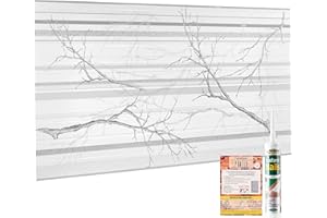 Novecrafto Wall Panels with Sparkling Glitter Elements - White Grey Tiles 3D Effect - 20 Sheets - 9.19 sqm - 98.89 sqft PVC Plastic Kitchen Splashback Panels