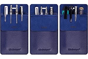 wisdompro 3 Piezas Portabolígrafos de Bolsillo de Cuero, Protectores de Bolsillo para Proteger los Bolsillos de la Contaminación, para Enfermeras y Hombres de Negocios Llevar Bolígrafos (Azul)