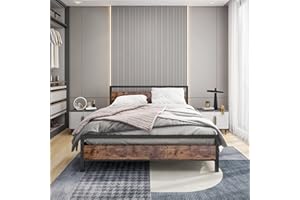 BOFENG King Size Bed Frame with Wood Headboard,Heavy Duty Metal Platform Bed Frame King Size with Storage No Box Spring Needed,Mattress Base/Strong Steel Slats Support/Noise-Free
