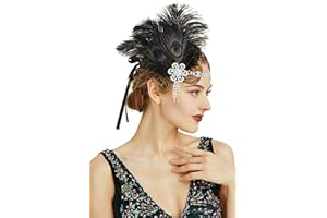 BABEYOND Opaska na głowę z lat 20. XX wieku, klapa, nakrycie głowy, vintage, opaska na głowę z kryształem, Wielki Gatsby, akcesoria na konkurs, imprezę tematyczną, ślub