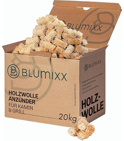 Amafino Grillanzünder – 5 Kg Stranggepresst Mit Holzwolle Und Wachs, Für Kamin, Holzofen, Grill & BBQ, Deutsche Qualität Nach DIN 1860-3
