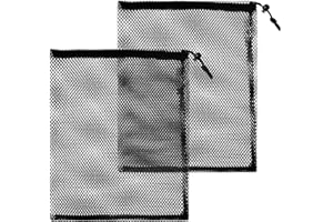 SUBTAVIK Lot de 2 Sacs à Cordon en Maille - Grands Sacs de Rangement en Filet Nylon Noir pour Piscine et Plage