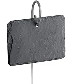Relaxdays Plantenlabels – Set Van 12, Leisteen, Weerbestendig, Met Metalen Staaf, 42,5 Cm, Antraciet/Zilver – Voor Kruiden, Groenten & Bloempotten