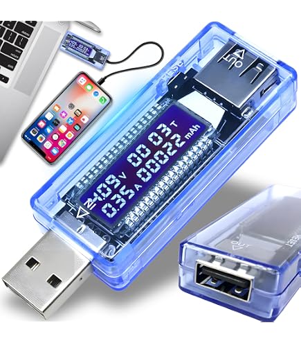 Tester LCD Voltmetro Amperometro Con Porta USB, Misuratore Di Carica Per Cavi E Powerbank - 4