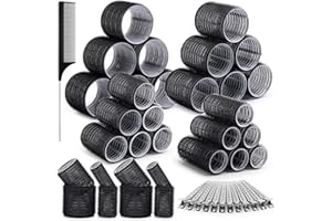 ‎QINZAVE 37 Stücke Lockenwickler Locken Set mit 4 Größen 64mm 48mm 36mm 25mm Hair Rollers mit 12 Stücke Edelstahl Clips, Groß Lockenwickler Set für Lange Medoum und Kurze Haare