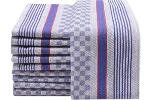 ZOLLNER 10er Set Geschirrtücher, 45x90 cm, Baumwolle, blau kariert