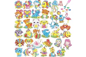 QCHMM Diamond Painting Kit para Niños, 36 Piezas DIY Pegatinas de Pintura de Diamantes, 5D Diamante Stickers