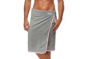 Sowel® męski kilt do sauny, 100% bawełna ekologiczna, ręcznik do sauny z zapięciem na rzepy, ręcznik do sauny, 60 x 140 cm, szary/różowy