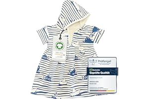 Windelbär Badeponcho Kinder 100% Bio Baumwolle [GOTS & ÖKOTEX zertifiziert] Baby 62/68 Kapuzenhandtuch Baby (DE/NL/SE/PL, Alter, Einheitsgröße, Fische & Boot - Blau)