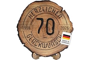 DARO Design – Baumscheibe mit Gravur für 70. Geburtstag – Geburtstags Geschenk aus Holz – Hochwertige Holz Geschenke mit Gravur ideal für Geburtstag – Dicke 6mm, Durchmesser 45cm – Made in Germany