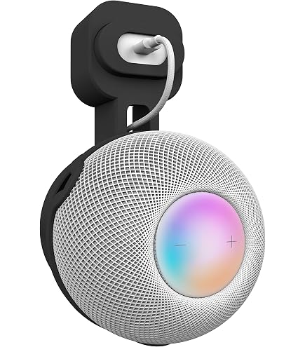 Support Mural HomePod Mini – Fixation Élégante Noire Sans Perçage, Gestion Câbles Intégrée, Son Optimal