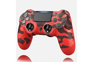 Esziluoky Camo Red Wireless Controller,Bluetooth High Performance Gamepad,Support Dual Motor Feedback | Headphone Jack | 6-Axis Sensor,Game Remote Joystick for P4/Slim/Pro/PC Controller