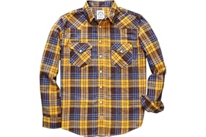 Dubinik® Camicia Flanella Uomo Invernale Camicia Uomo Flanella Cotone Western Cowboy con Bottone Automatico Vintage Quadri