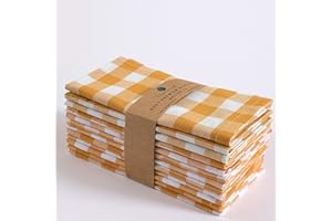 FINGERCRAFT Dinner Napkins, Everyday Use,Premium Quality Cotton Buffalo Plaid Napkins Perfect for Parties Dinners Weddings Cocktail Christmas Napkins Cloth Washable & Reusable 20x20 (Yellow/White)
