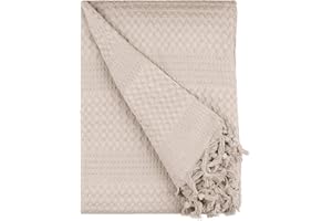 BOHORIA® Narzuta o splocie waflowym, 100% bawełna, Öko-Tex®, wełniana, ze wzorem, na łóżko, fotel, sofę, bardzo duża, 220 x 240 cm (The Urban Loft)(Sepia)