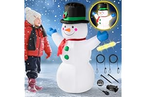 Monzana Muñeco de Nieve Inflable 120cm Luces LED Exterior Interior Decoración Navidad Incl. Bomba Eléctrica
