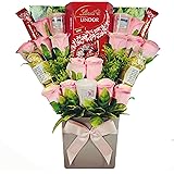 Yankee Candle Selection Bouquet Gift Hamper with Ferrero Rocher & Lindt Lindor Chocolates & Silk Pink Roses