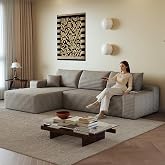 Luckdect Sectional Sofa 270cm, Dangle 3 Seater Sofa for Living Room Bedroom with Chaise Longue and Deep Seat, Corduroy, Deliv