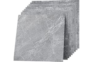ZENLAVIA 30 x 30 cm, rivestimento per pavimenti in PVC, autoadesiva, effetto marmo, effetto piastrelle, in vinile, impermeabile e durevole, per soggiorno, cucina, bagno, balcone, grigio chiaro, 20 piastrelle