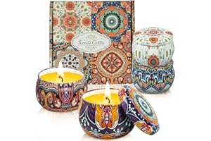 OSHINE Confezione regalo aromaterapia candela profumata: 4 pezzi lavanda rosa vaniglia limone 100% cera di soia per alleviare lo stress aromaterapia casa bagno spa regali per le donne