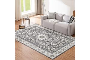 CHOSHOME Rugs Living Room Large 200x290CM Machine Washable Rugs Grey Bedroom Rug Anti Slip Rugs Classic Large Rugs for Living Room Rugs Vintage Area Rugs for Living Room Short Pile