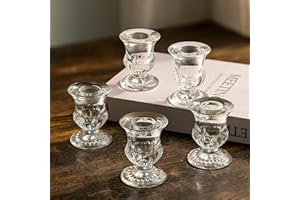 Romadedi Szklane świeczniki stożkowe - przezroczysty mały świecznik luzem, grubsze szklane świeczniki, zestaw na ślub, Boże Narodzenie, przyjęcie, stół, dekoracja stołu, 20 szt