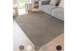 Ceneco Taupe Rugs Living Room,Short Pile Washable Rug for Living Room Non Slip Non Shedding Carpet for Bedroom Kitchen(Taupe, 140×200cm)