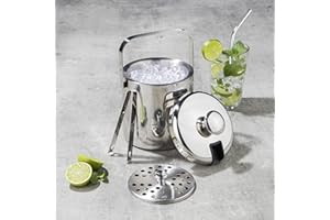 Secchiello per ghiaccio, in acciaio inossidabile, con coperchio e pinza