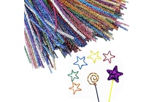 HELLDOLER Scovolini,300 Pezzi in Ciniglia di Glitter,Arte e Artigianato Creatività fai da te Artigianato Creativo,6 mm x 30 cm