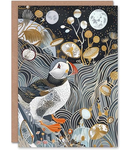 Artery8 Geburtstagskarte Mit Puffin-Motiv - Blanko Innen, 17,5 X 12,5 Cm, Mit Umschlag