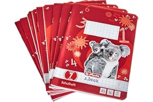 Herlitz 3320702 zeszyty A5/16, liniatura 07 (w kratkę 7 x 7), FSC, mieszane, 10 sztuk, różne motywy