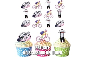 AK GIFTSHOP Lot de 12 décorations comestibles pour gâteaux Motif vélo Rose
