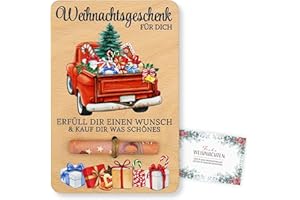 ZUKLA Packaging Money Gift Christmas - 15 x 10 cm - Colourful Print Money Gift Packaging Christmas Wood - Handmade - Money Gift Christmas Car